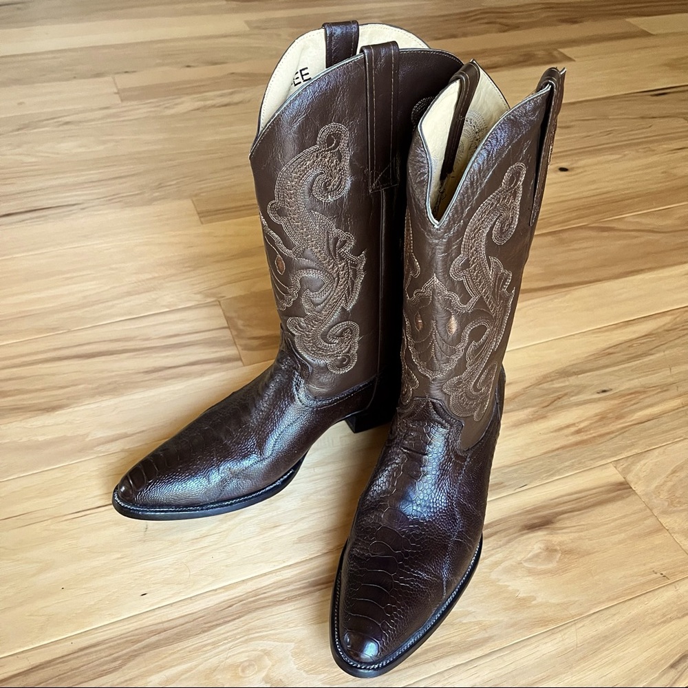 Circle G by Corral Men's Brown Exotic Ostrich Round Toe Western Boot